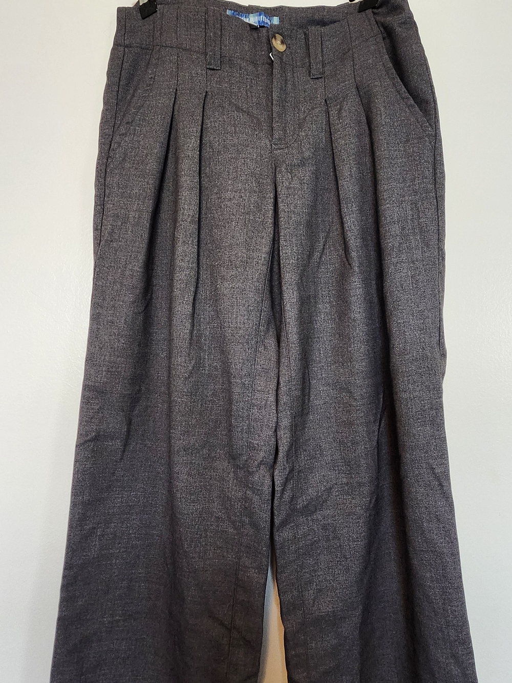 Urban Outfitters Charcoal Pleated Wide-Leg Trousers